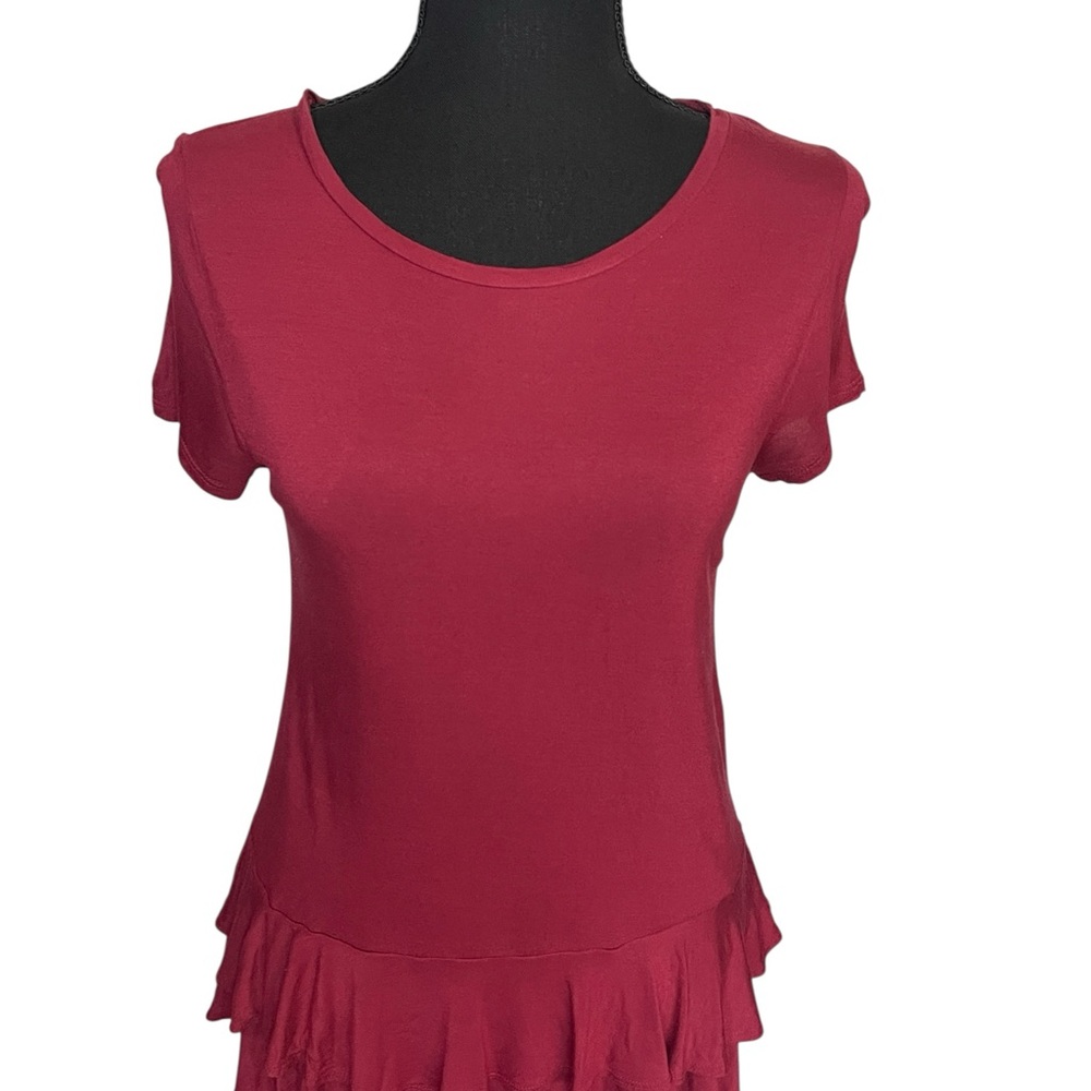 LOFT Ruffle Hem Short Sleeve Top | Red | Size S l Poshmark